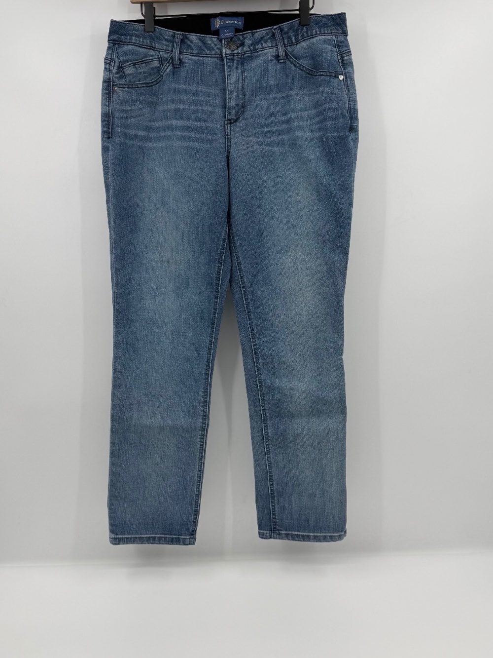 Democracy Jeans Women 14 Blue Ab Tech Stretch Denim Skinny Mid Rise Ankle 34x29